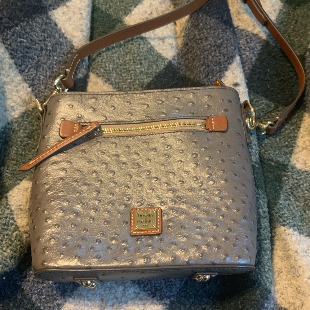 Dooney & Bourke Pewter Ostrich Leather Crossbody